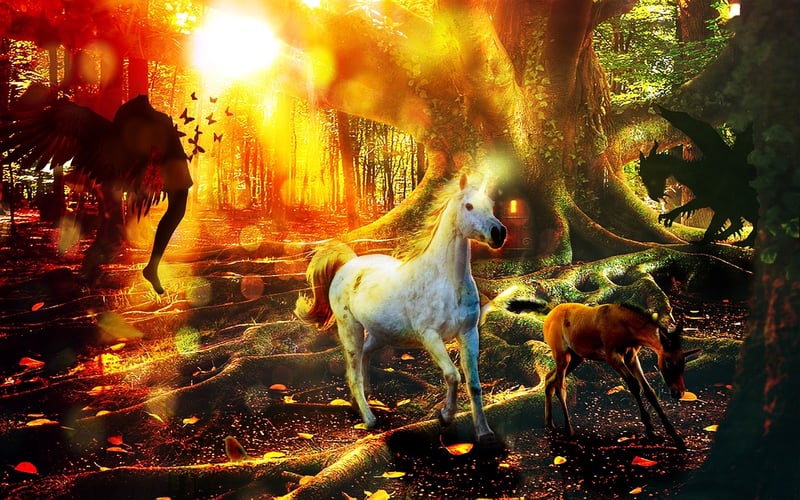 Unicorn in Enchanted Forest